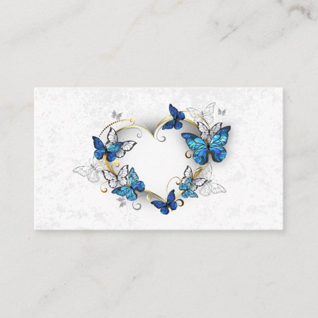 Jewelry Heart med Butterflies Morpho Visitkort (Framsida)