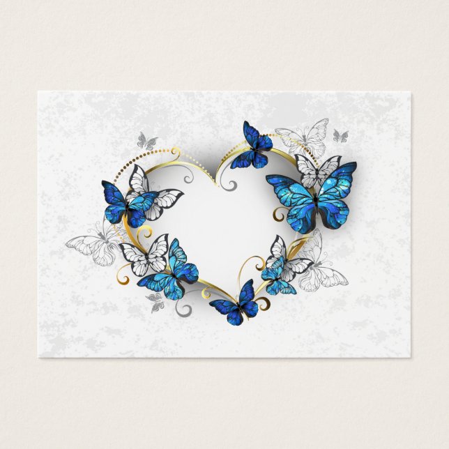 Jewelry Heart med Butterflies Morpho Visitkort (Framsidan)