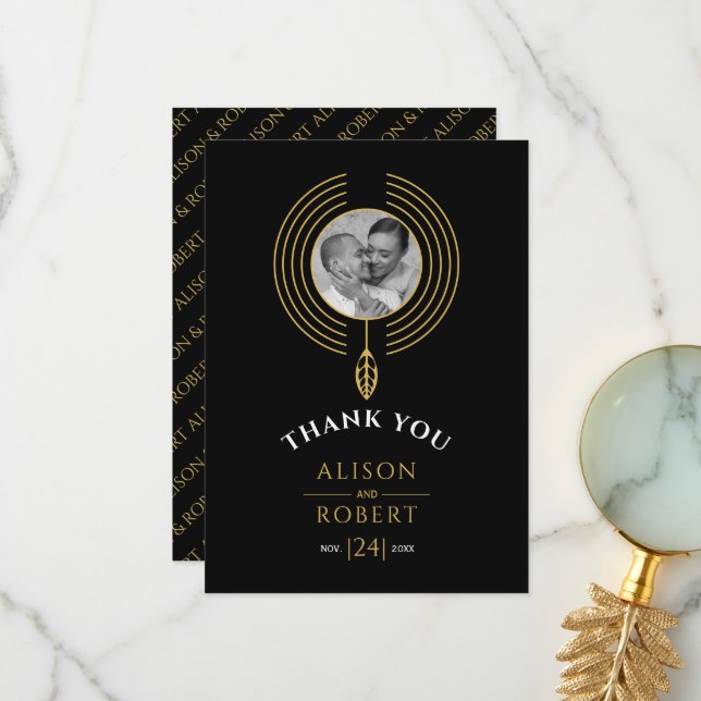 Jewelry inspirerade ram med foto tack kort (Fram/Back In Situ)