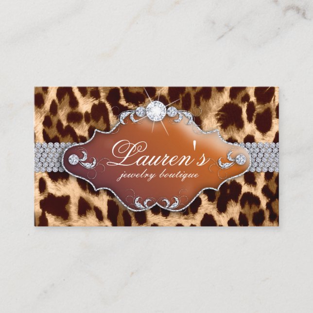 Jewelry Leopard Affärskort Tanning Brown Visitkort (Framsida)