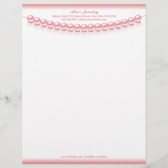 Jewelry Pearl Letterhead Brevhuvud (Framsida)