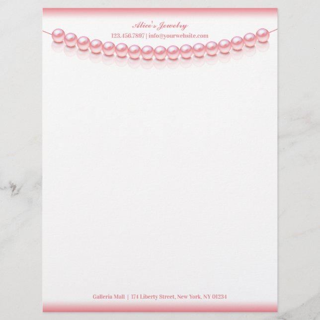 Jewelry Pearl Letterhead Brevhuvud (Framsida)