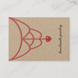 Jewelry Pearls Necklace Visning Red Heart Glamor Visitkort