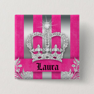 Jewelry Princess Krona Rosa Rand Brooch Silver Knapp