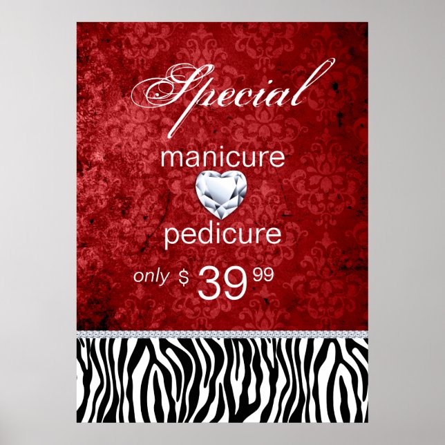 Jewelry Sale Damask Salon Zebra Valentines Poster (Framsidan)