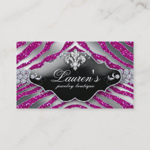 Jewelry Zebra Fleur de lis Gnistra Shock rosa Visitkort