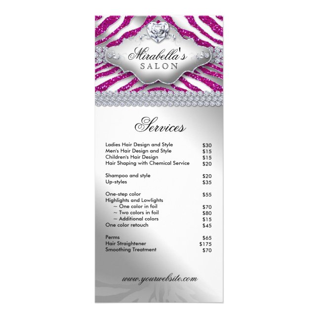 Jewelry Zebra Heart Gnistra Shock rosa Menu Reklamkort (Framsidan)