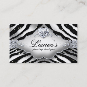 Jewelry Zebra Valentines Heart Gnistra Black Visitkort