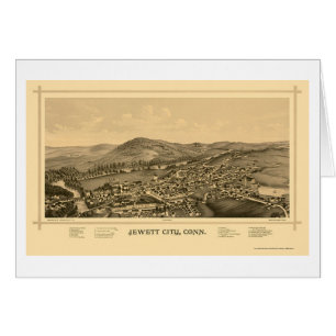 Jewett stad, panorama- karta för CT - 1889 Hälsningskort
