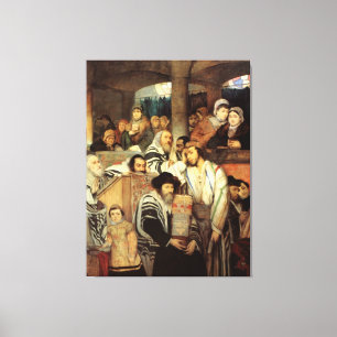 JEWISH ART - GOTTLIEB - CONGREGATION PRAYING GIFTS CANVASTRYCK