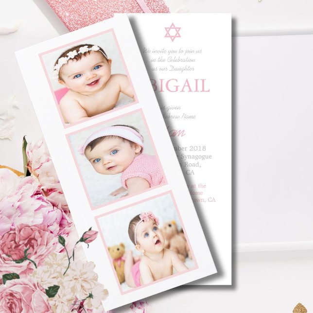 Jewish Baby Photo Naming Ceremony Hebrew Girl Julkort (Skapare uppladdad)