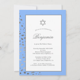 Jewish Boy Baby namnger blåhebreiska Silver-dets Inbjudningar