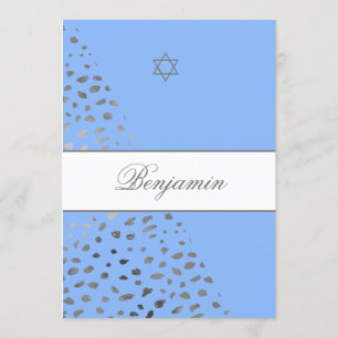 Jewish Boy Baby namnger blåhebreiska Silver-dets Inbjudningar