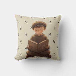 Jewish Boy Reading Aleph-Bet Pillow Kudde