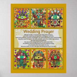 Jewish Bröllop Prayer Golden Hamsa Poster
