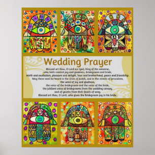 Jewish Bröllop Prayer Golden Hamsa Poster