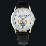 Jewish Candlesticks Shalom Armbandsur<br><div class="desc">Smycken och apparater för Personlig,  judiska och traditionella</div>