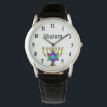 Jewish Candlesticks Shalom Armbandsur<br><div class="desc">Smycken och apparater för Personlig,  judiska och traditionella</div>