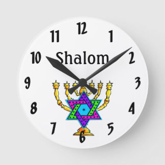 Jewish Candlesticks Shalom    Rund Klocka