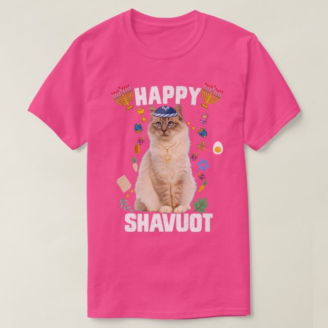 Jewish Cat kippah Happy Shavuot Matzah Shavuot Hol T Shirt (Design framsida)