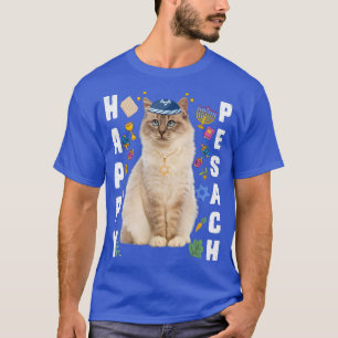 Jewish Cat kippah Lycklig Pesach Matzah Passover H T Shirt