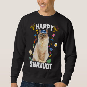Jewish Cat Kippah Lycklig Shavuot Matzah Shavuot H Lång Ärmad Tröja