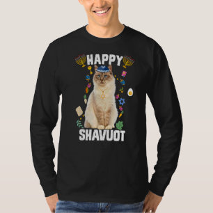 Jewish Cat Kippah Lycklig Shavuot Matzah Shavuot H T Shirt