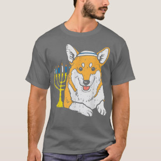 Jewish Corgi Hund Menorah Hanukkah Pajamas Chanuka T Shirt