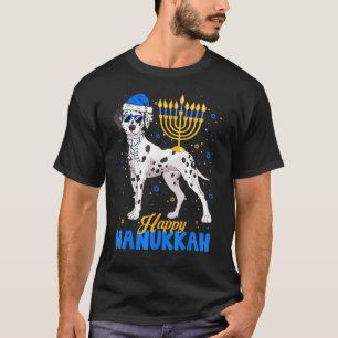 Jewish Dalmatian Hund Menorah Lycklig Hanukah Chan T Shirt