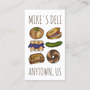 Jewish Deli Food Bagel Knish Pickle Reuben Blintz Visitkort