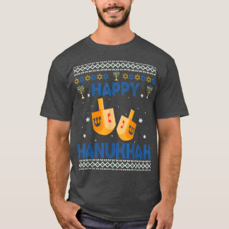 Jewish Dreidel Menorah Star Lycklig Hanukkah Ugly  T Shirt