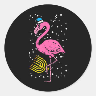 Jewish Flamingo Menorah Bird Älskare Hanukkah Runt Klistermärke