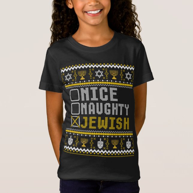 Jewish Funny jul Pajama Hanukkah Jewish Chan T Shirt (Framsida)