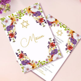 Jewish Girl Baby Blommigt Hebrew Naming Ceremony Inbjudningar