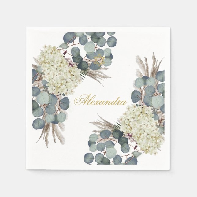 Jewish Girl Baby Naming Blommigt Guld Pappersservett (Framsidan)