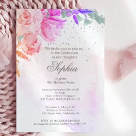 Jewish Girl Baby Naming Lila Lavender Blommigt Inbjudningar
