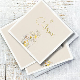 Jewish Girl Baby Naming Watercolor Wildblommor Pappersservett