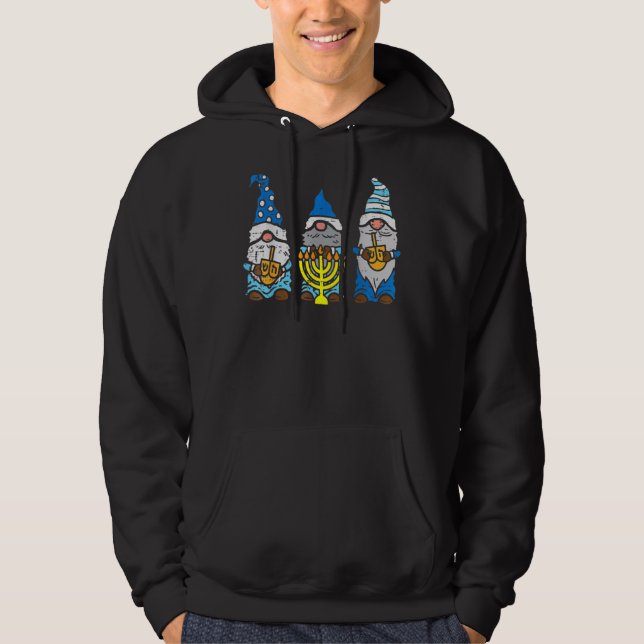 Jewish Gnomes Menorah Hanukkah Pajamas Chanukah PJ Hoodie (Framsida)