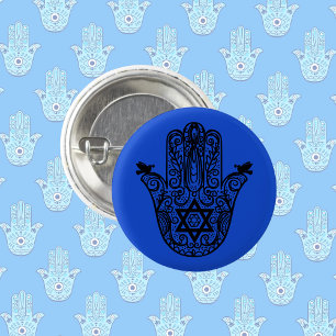 Jewish Hamsa med David stjärna Knapp