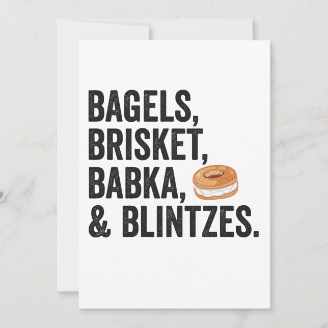 Jewish Hanukkah Bagels Brisket Bakka Blintzes Gift Inbjudningar (Framsida)