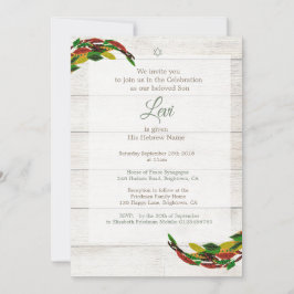 Jewish Hebrew Boy Naming Rustic Inbjudningar