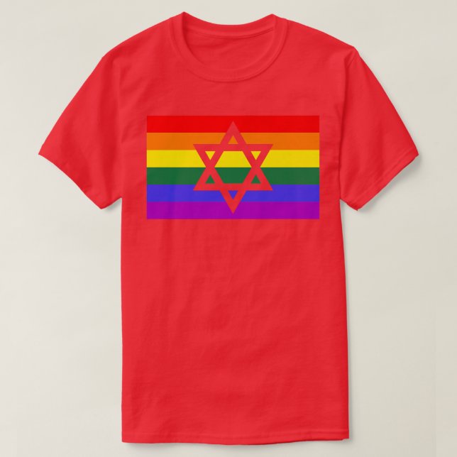 Jewish Hebrew Hanukkah Menorah LGBTQ Gay Pride Fla T Shirt (Design framsida)