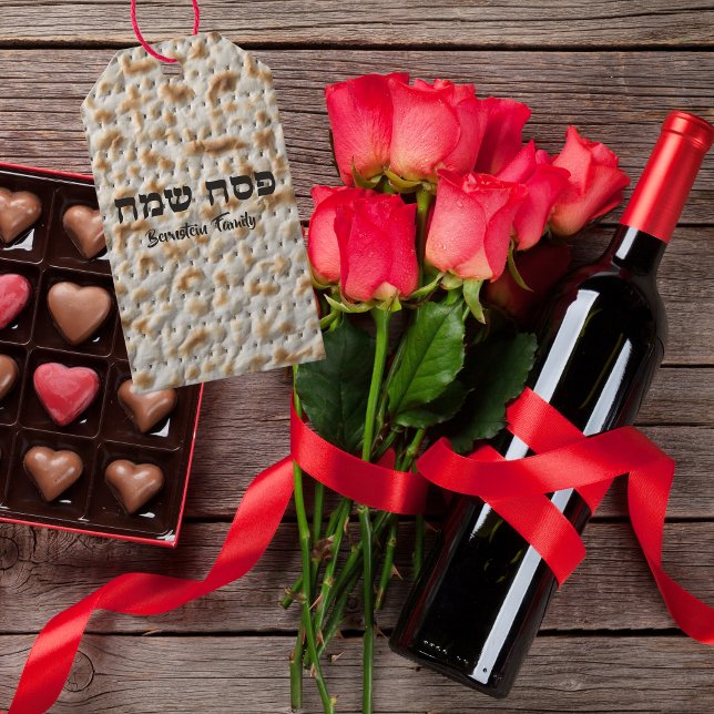 Jewish Helgdag Hebrew Happay Passover Matzah Presentetikett (Skapare uppladdad)