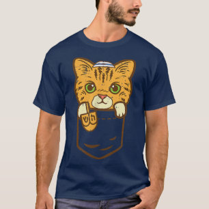 Jewish Kitten Pocket Cat Menorah Hanukah Pajamas T Shirt