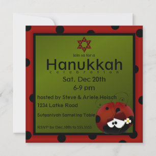 Jewish Ladybug Star of David Hanukkah Inbjudningar