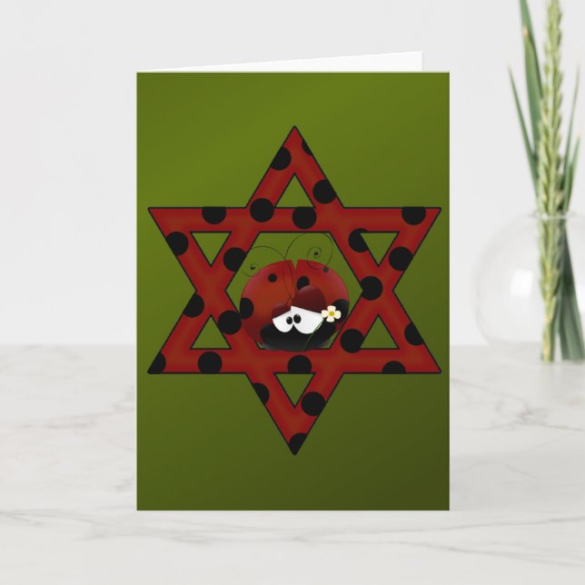 Jewish Ladybug Star of David Helgkort (Framsida)