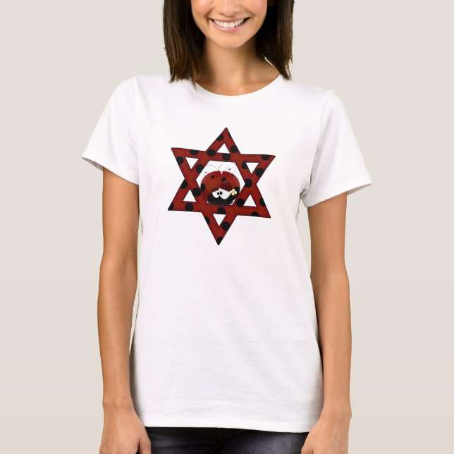 Jewish Ladybug Star of David Tee Shirt (Framsida)