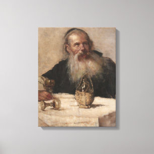 Jewish Man Drinking Vin (av Olga Boznanska) Canvastryck