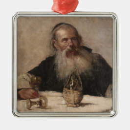 Jewish Man Drinking Vin (av Olga Boznanska) Julgransprydnad Metall