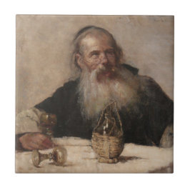 Jewish Man Drinking Vin (av Olga Boznanska) Kakelplatta